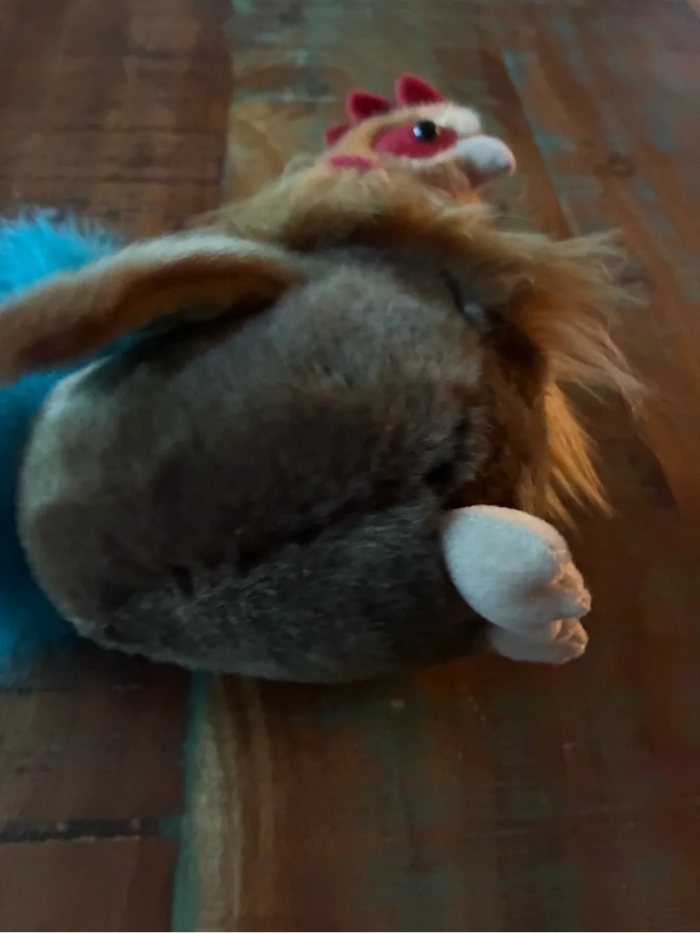 9” Aurora Miyoni Rooster Chicken Plush Stuffed Animal Bird Blue Tail